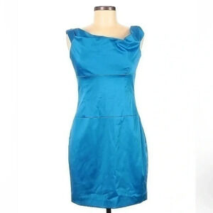 Black Halo | Blue Sleeveless Cocktail Party Formal Sheath Dress Size 8 Medium